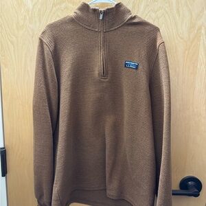 L.L. Bean Men's Brown Lakewashed Double-Knit Quarter Zip
